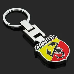 Metal Car Key Chain Ring Zinc Alloy Double Side Badge Buckle For Fiat Abarth 595 Abarth 500 Abarth 124 Spider Interior Accessory