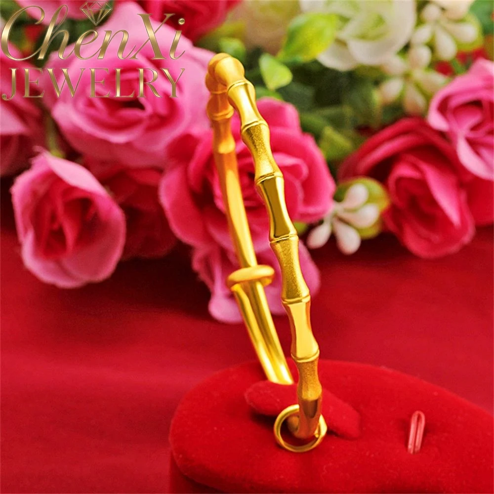 High-End Sand Gold Bamboo Joint Bracelet Luxury Quality Fashion Fine Jewelry Exquisite Elegant Charms Best Popular Young Gift
