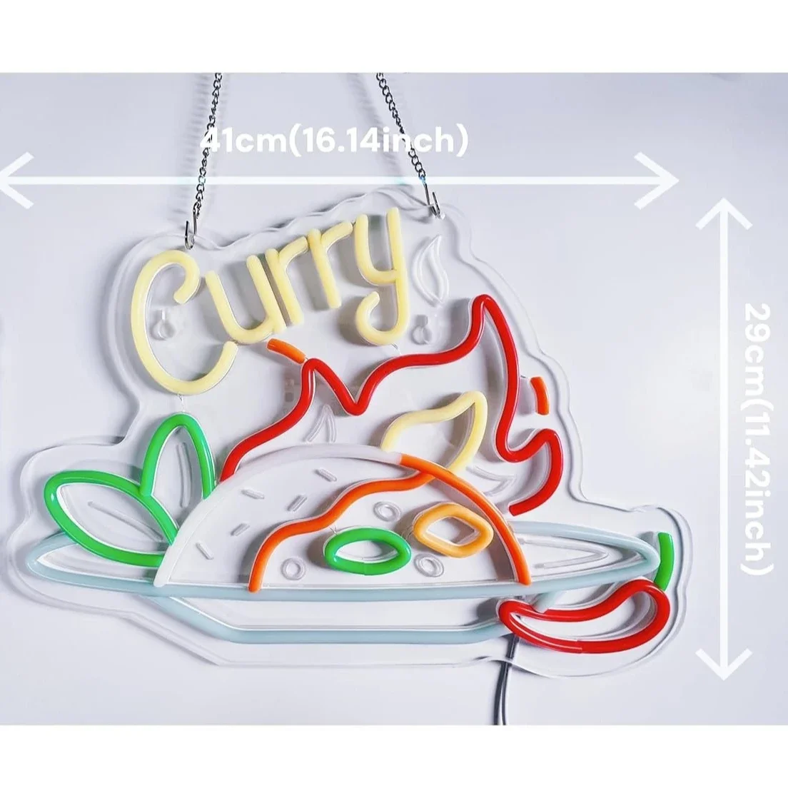 Curry Neon Sign LED Wall Art Spicy Food Chili Flame USB Powered Dimmable Acrylic Glow Lamp Restaurant Cafe Kitchen Decor Gift
