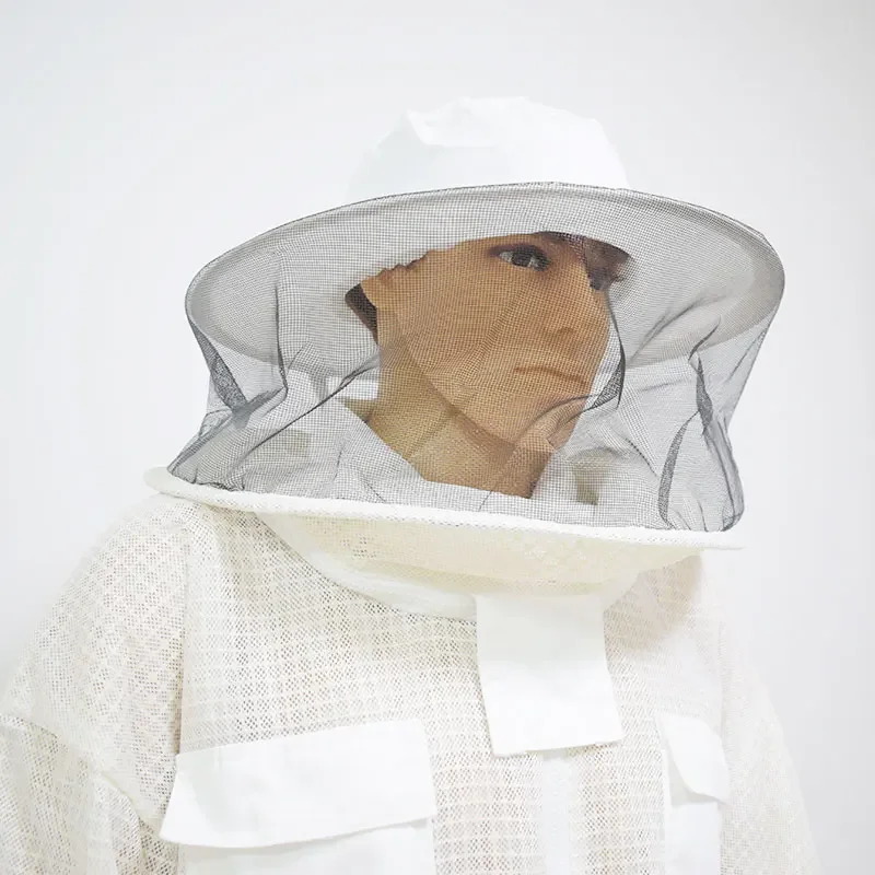 3-Layers Breathable Ventilated Beekeeping Clothing with Round Veil Professional Beekeeper Costume Veil Hood Hat Anti Bee Suit