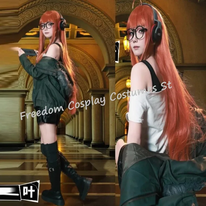 ليو 2025 فوتابا ساكورا تأثيري حلي شعر مستعار المرأة هالوين مجموعة كاملة الزي الرسمي معطف غير رسمي قميص نظارات سماعات الرسوم المتحركة ★ ★