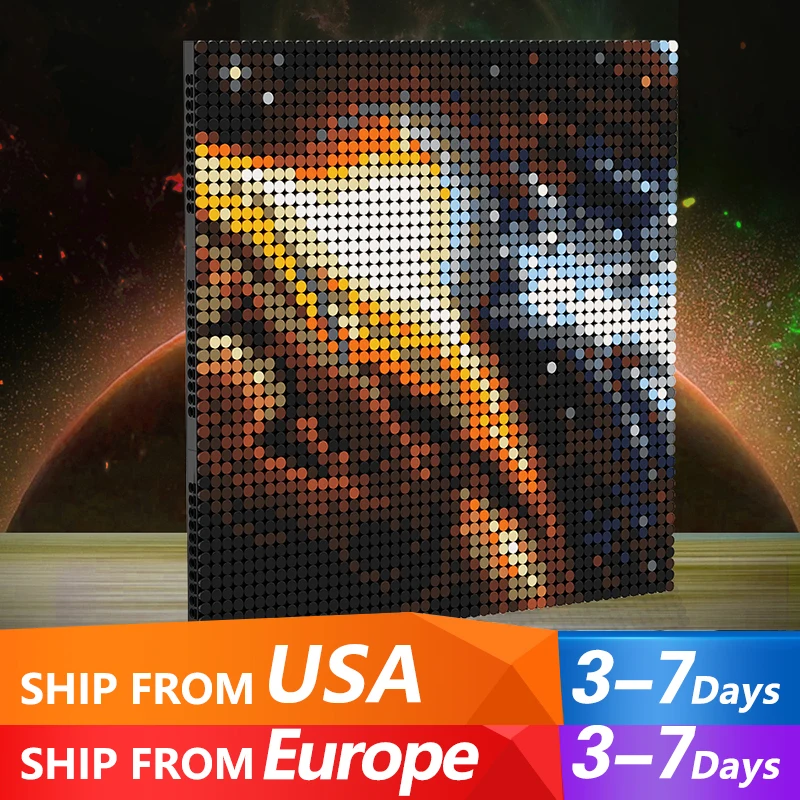 

2430PCS MOC Space Canvas Building Blocks Night Sky Breaking Dawn Sunset Pixel Painting Model Wall Decorative Toys Kid Xmas Gift