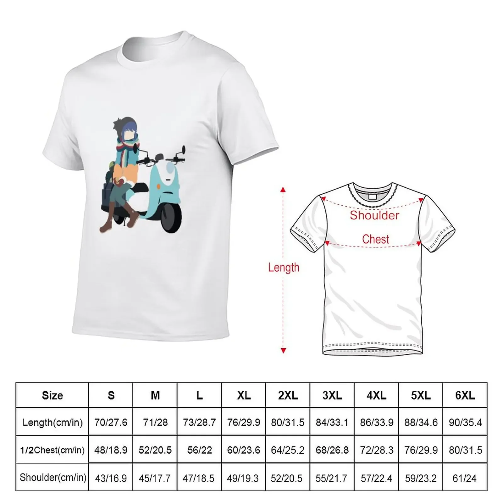 Yuru Camp△ - Shima Rin and Scooter T-Shirt vintage clothes quick drying graphics t shirt men