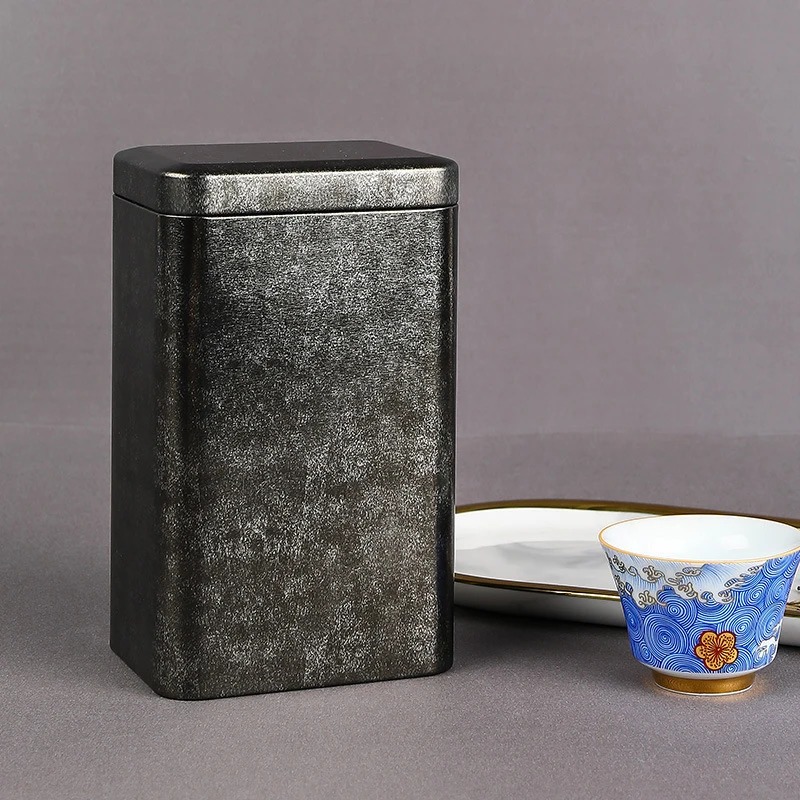 125g Metal Retro Square Tea Can Candy Food Storage Case With Lid Packaging Box Container Solid Tea Iron Box Sealed Metal Can New