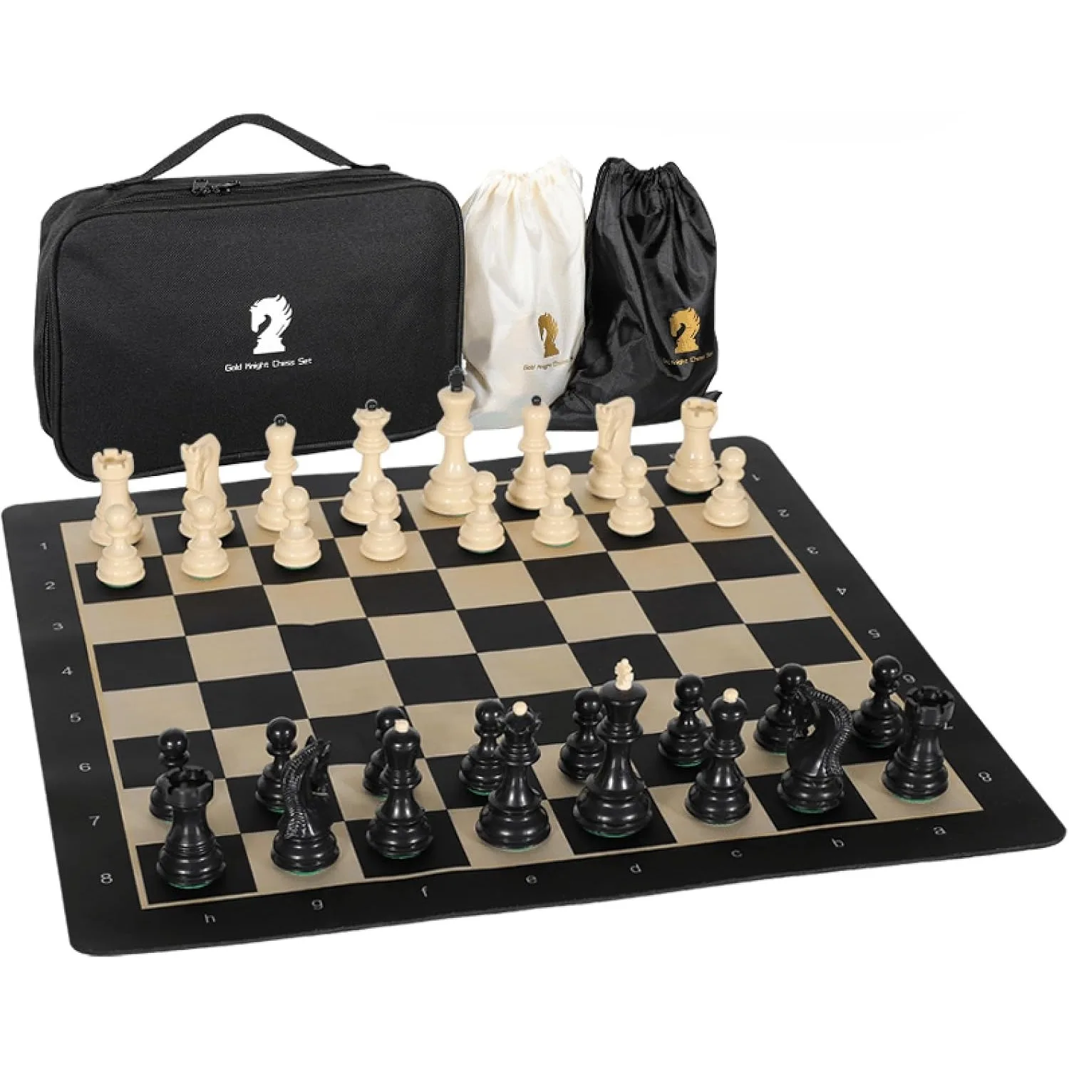 

20" Portable Folding Chess Set, Weighted Pieces, Double Queens & Carry Bag – Ideal for Adults, Beginners, Camping & Game Nights