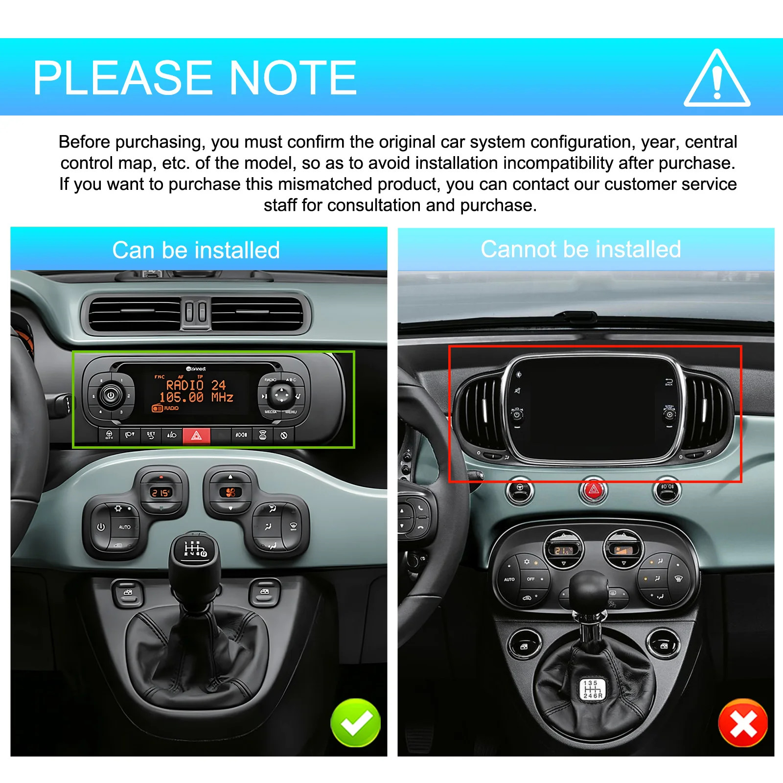 Podofo 7 Zoll Autoradio 2 DIN 4+64G Android Auto-Multimedia-Player für Fiat Panda 2013-2020 Kabelloses Carplay Auto-Audio Android Auto MirrorLink 4G GPS WIFI – Detail 2