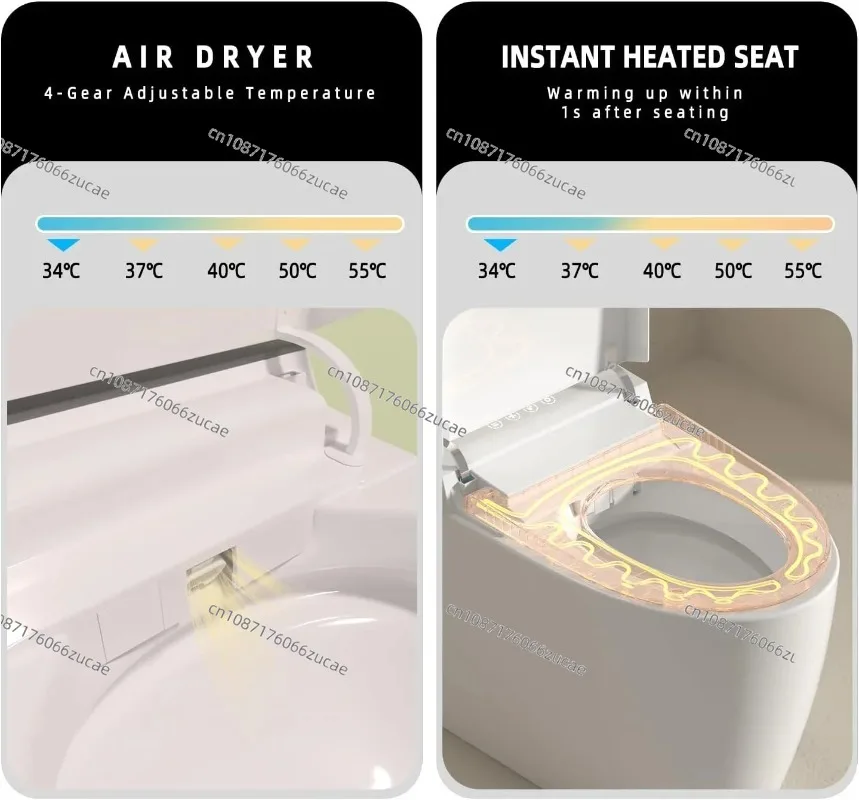 مرحاض سيراميك كهربائي أوتوماتيكي عالي الجودة وعاء مستدير ذكي مع وظيفة التحكم عن بعد للصرف على الأرض #4