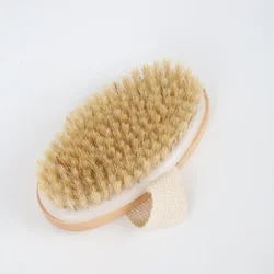 1pc Natural  Bristle Brush Soft Wet Dry Skin Body SPA  Bath Massager Home Silicone Body Scrubber  Exfoliating Sponge