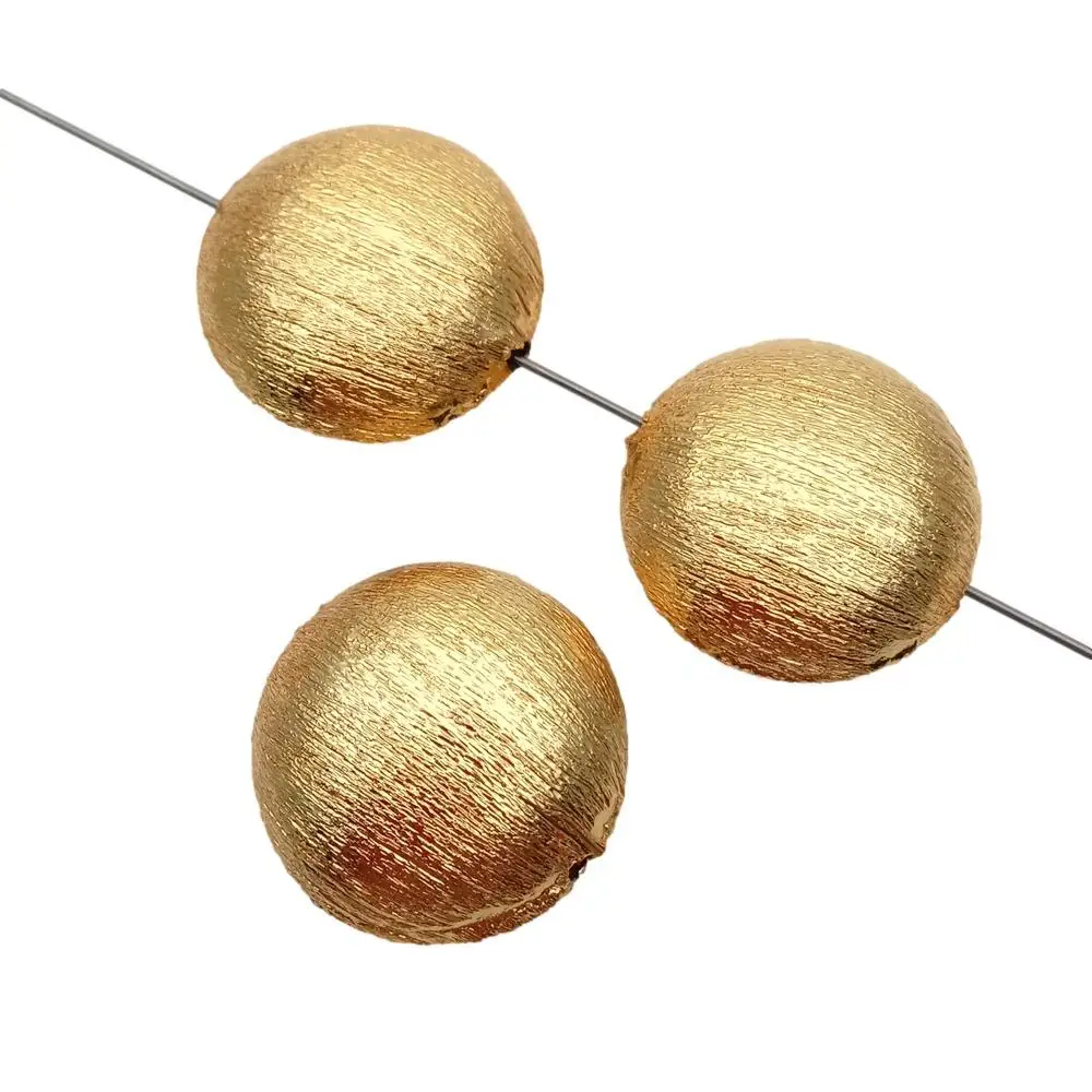 

Wholesale 10 PCS 21mm Copper Coin Shape Brushed Bead Gold Plated DIY Findings