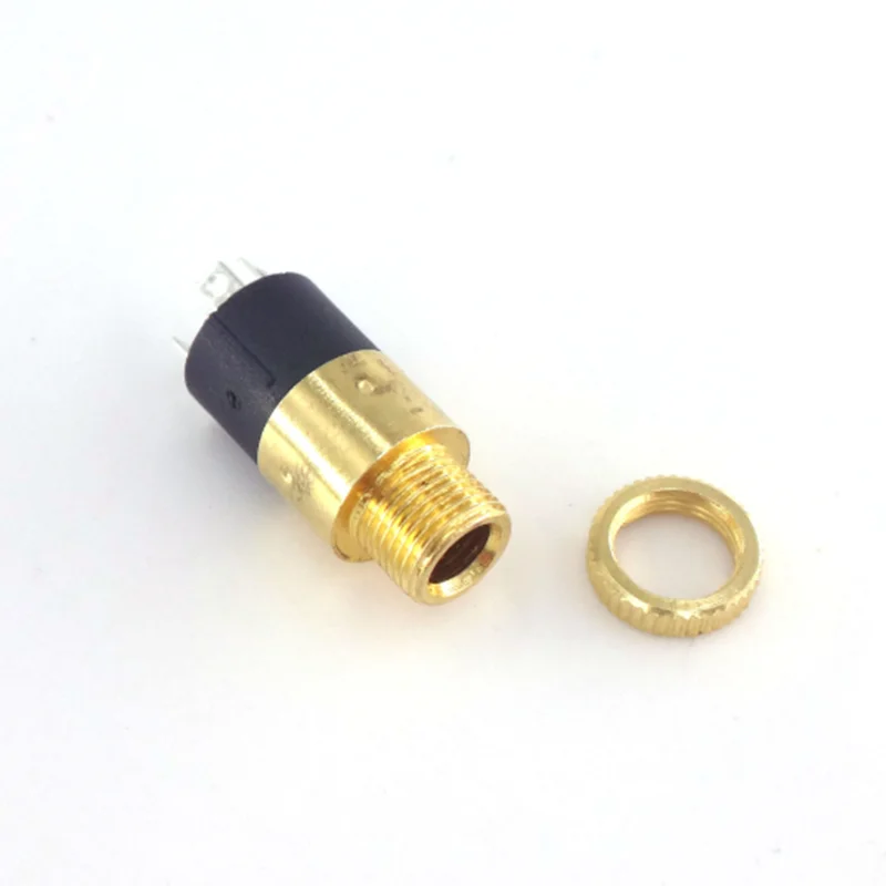 5PCS PJ-392 3.5mm Stereo Female Jack Gold Plated Cylindrical Socket with Screw for Headphone Audio Video Connection
