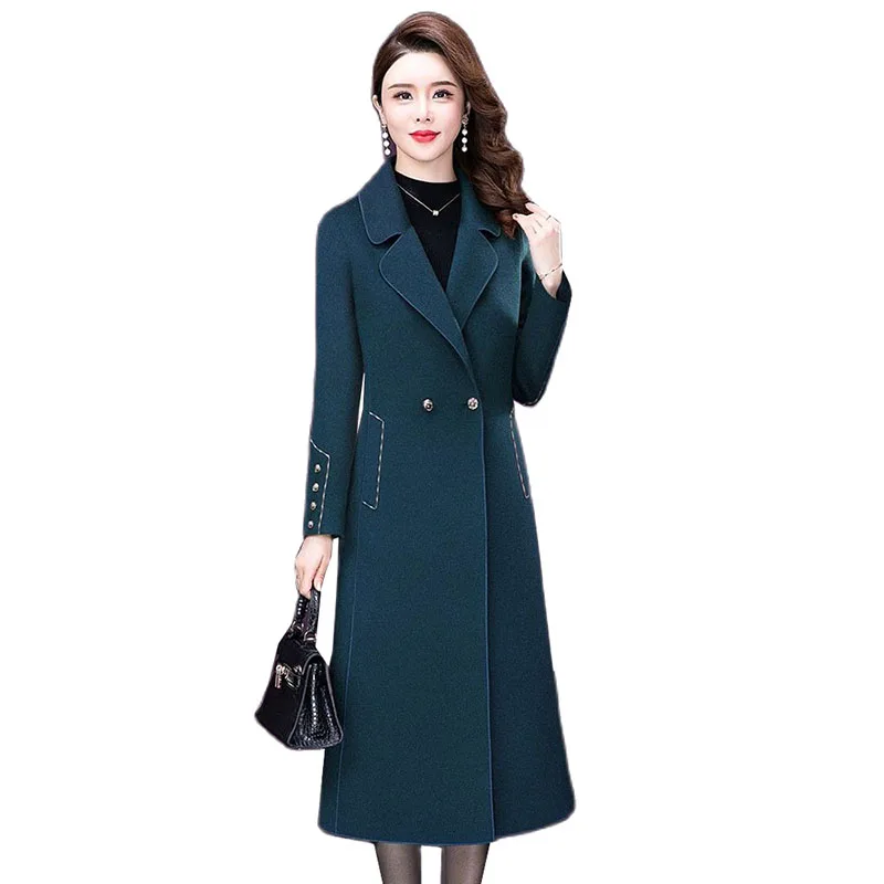 

Pop Nice Autumn Winter Women Woolen Coat middle aged Casual Jacket Female Fashion Outerwear Warm Female Slim Overcoat