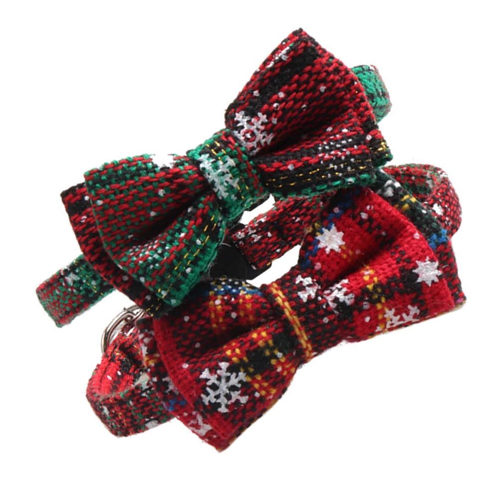 

2 Pcs Easy to Wear Pet Collar Christmas Adjustable Holiday for Bow Knot Adorable