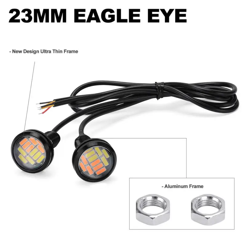 Hawkeye-luces led de señal de rejilla para coche y motocicleta, lámpara de ojo de águila de 23mm, luz de circulación diurna DRL, 12v, 2 uds.