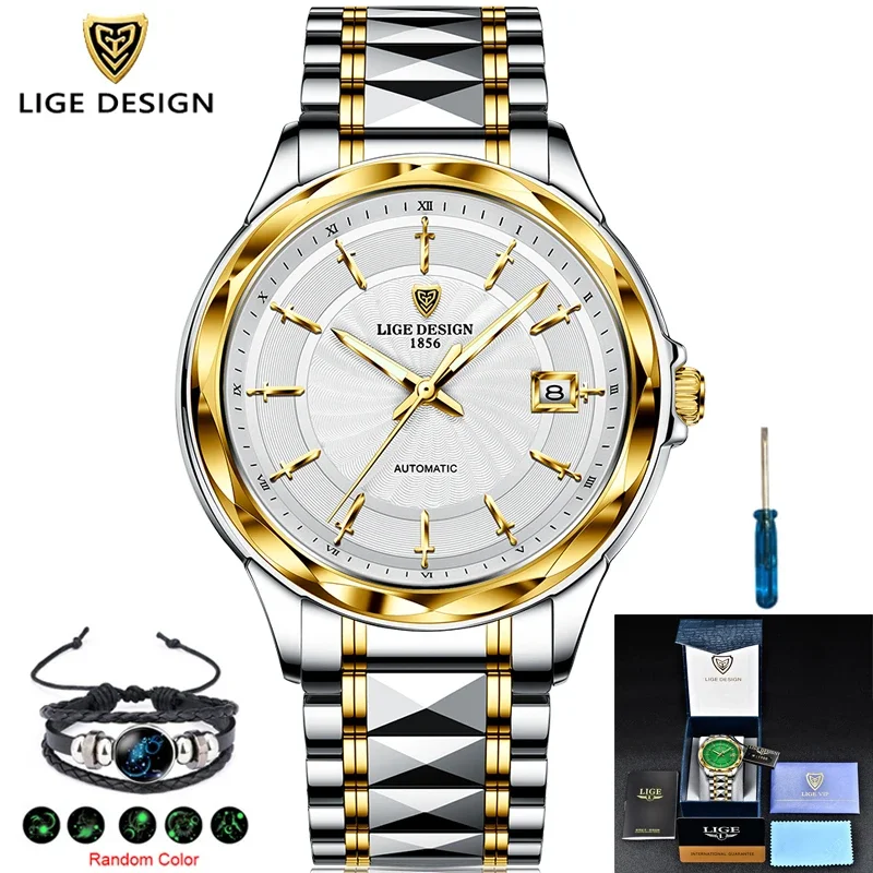 LIGE DESIGN Man Mechanical Watch Luxury Fashion Sapphire Glass Automatic Wristwatch Waterproof Watches for Men Relogio Masculino