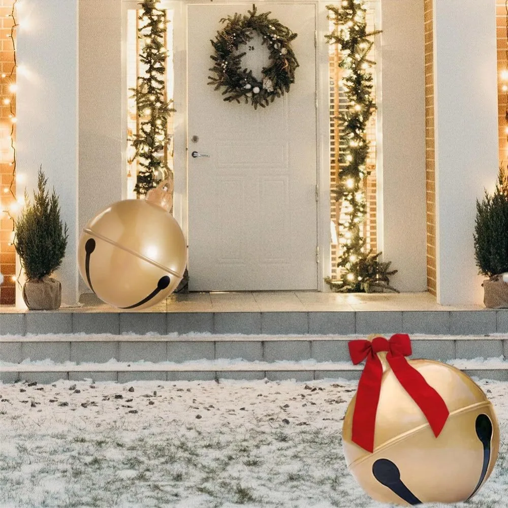 60cm Christmas Bell Inflatable Ball Decorate Bell PVC Inflatable Toy Ball Giant Outdoor Christmas Inflatables Balloon
