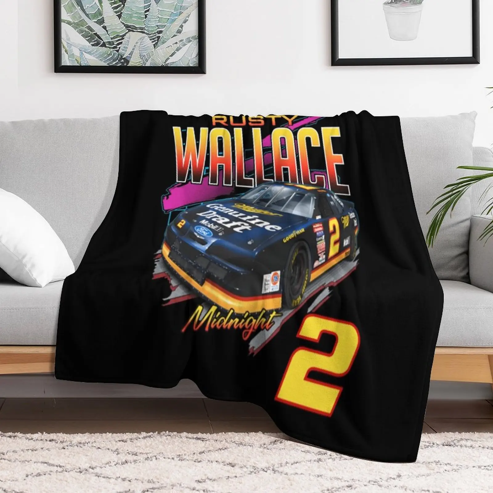 Rusty Wallace Vintage Nascar Car 2020 Black . Essential . Throw Blanket Luxury Thicken Loose Moving Blankets