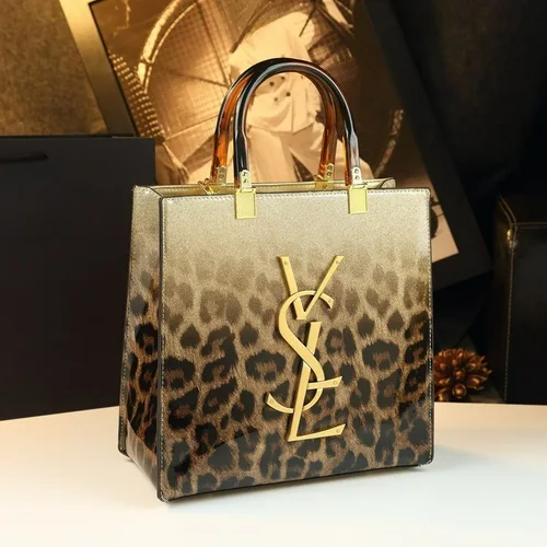 Bolso de mano con estampado de leopardo degradado para mujer, gran capacidad, lujo ligero, nuevo estilo 2025, bolso grande cruzado de un solo hombro
