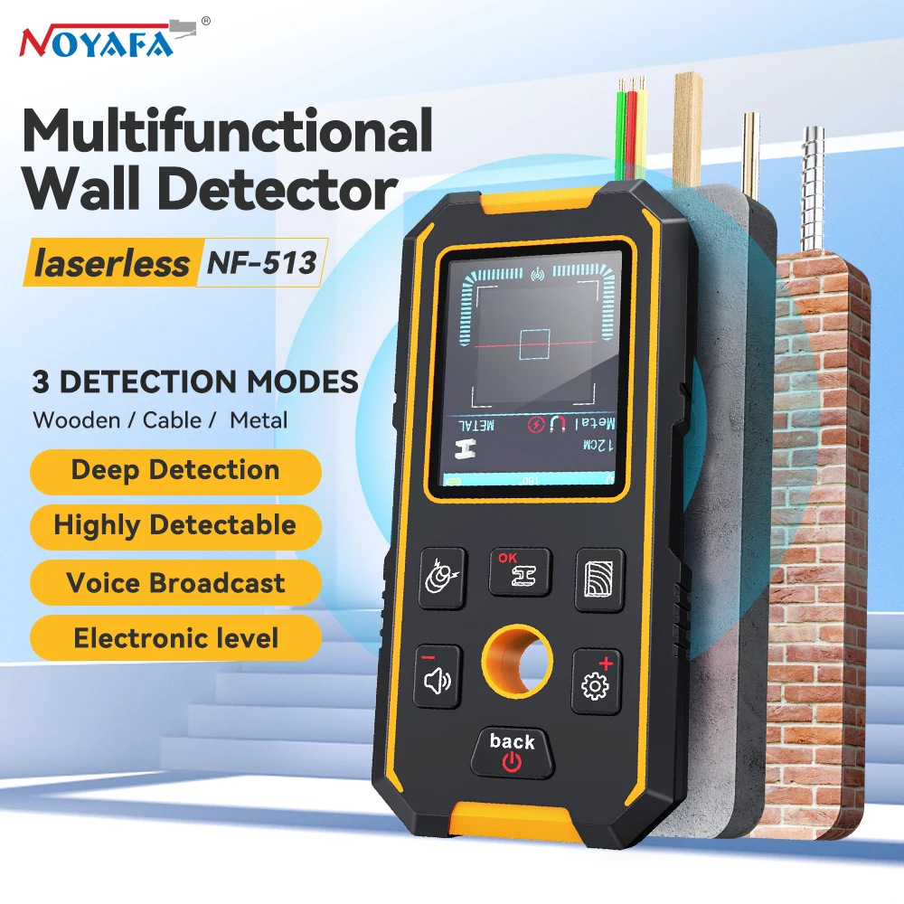 NOYAFA Wall Scanner NF-513 Metal Detector High Sensitivity Wall Finder Electric Box Finder Find Metal Wood Studs AC Voltage
