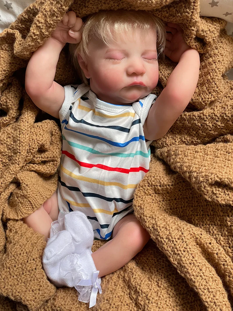 Cokela 20inch/50cm Full Body Closed Eyes Loulou Reborn Baby Doll With Rooted Hair Lifelike Newborn Baby Boy Or Girl For Choose