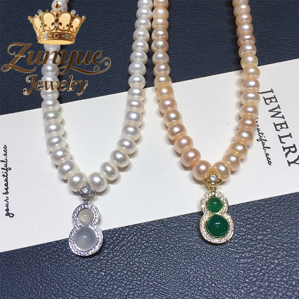 

Natural Chalcedony Agate Gourd Freshwater Pearl Necklace Luxury Quality Jewelry Best Selling Fashion Jewelry Exquisite Charms