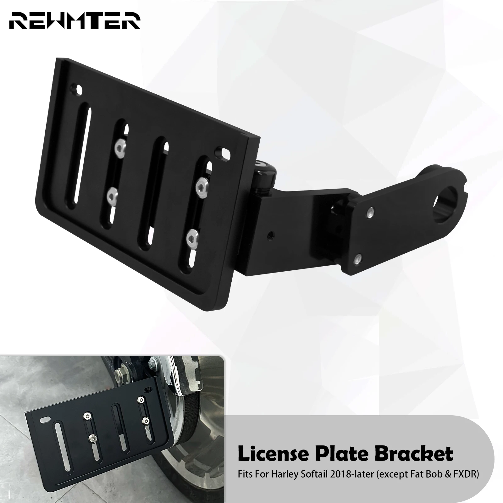 

Motorcycle License Plate Bracket Rear Side Mount Support Holder For Harley Softail Fat Boy Breakout Street Bob FXBB FLFB 2018-Up