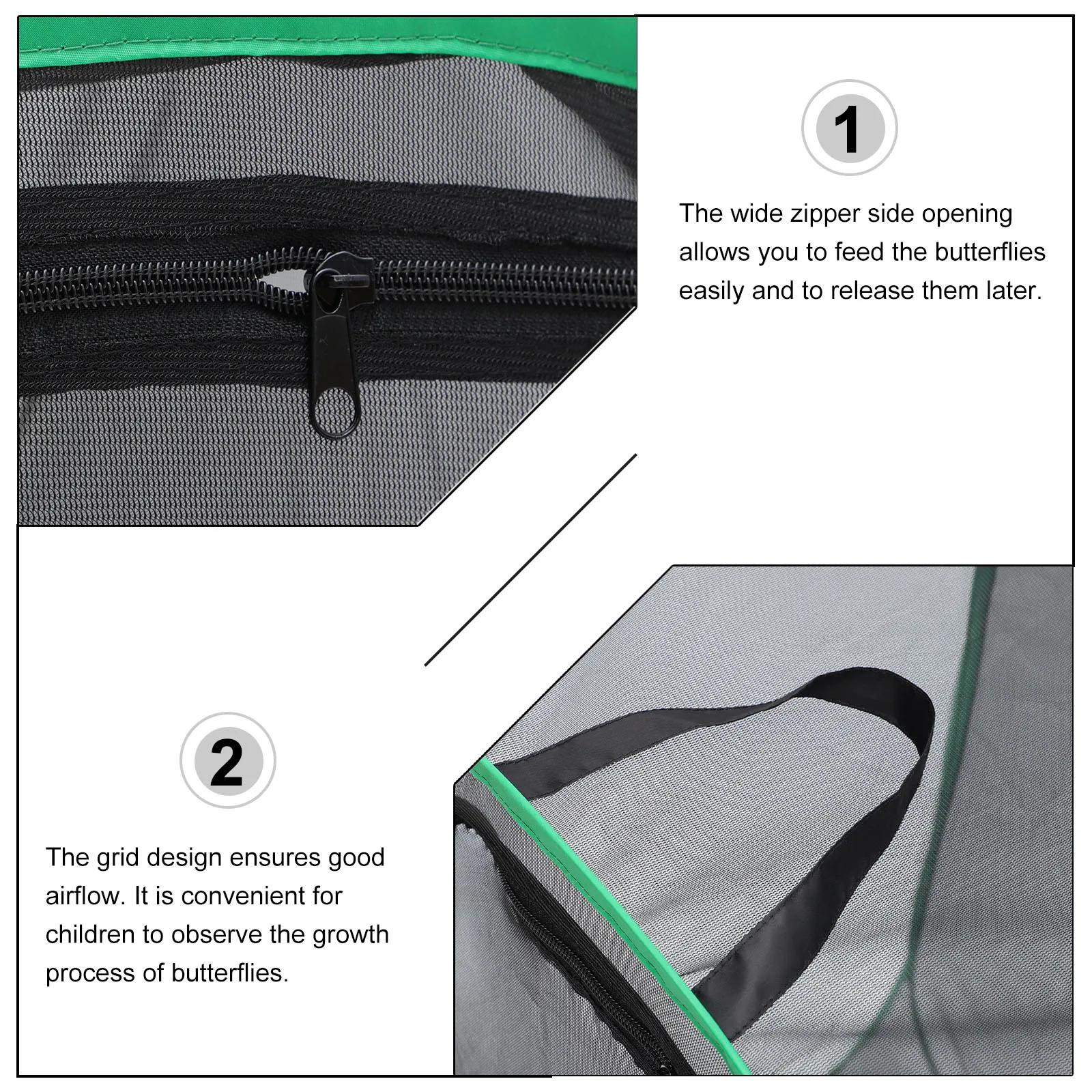 

Foldable Plant Incubator Translucent Greenhouse Net Cage for Butterflies Observation Stable Square Base Wide Zipper Insect Proof