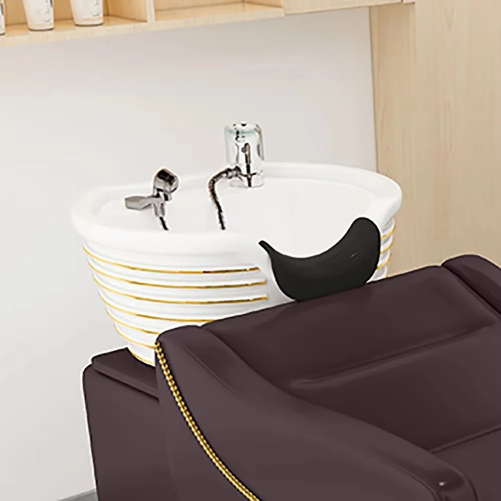 เตียงนวดสุดหรู ทันสมัย สะดวกสบาย พร้อมแชมพูสระผมสูตรพิเศษ เก้าอี้เอนหลังแบบเรียบง่าย สำหรับร้านเสริมสวย