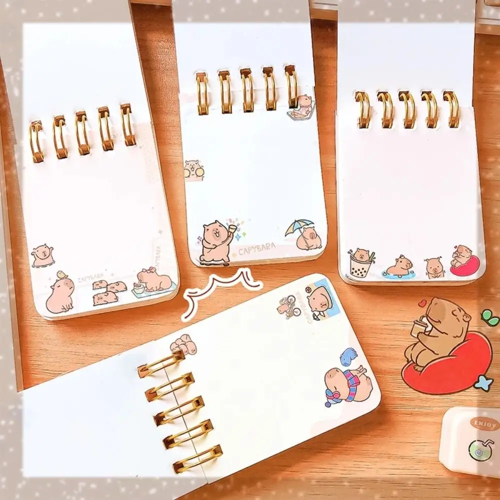 Kawaii Capybara Notebook Color Page Diary Small Notepad Portable Cute Mini Writing Pad Student