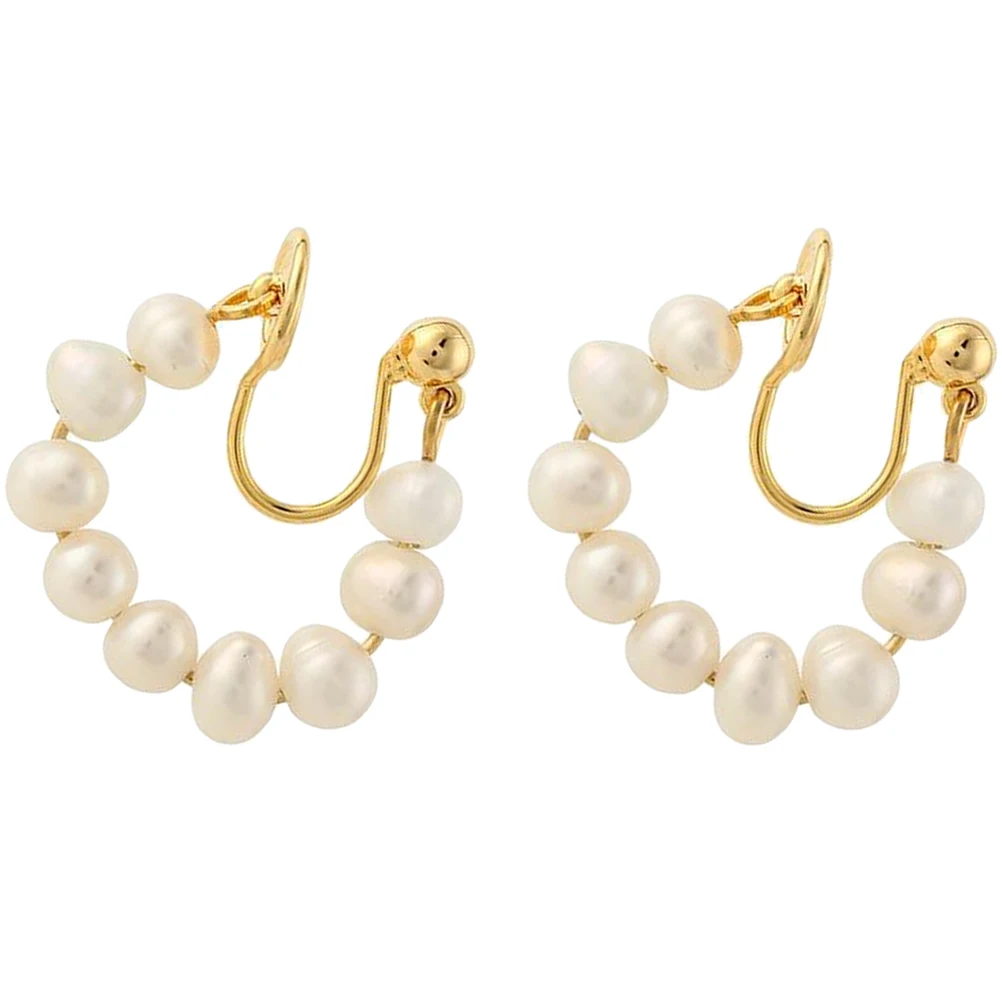 

Pearl Clip on Earrings Women Hoop Imitation Pearls Cuffs Non Piercing Girls Jewelry Accessories Elegant Lightweight Safe