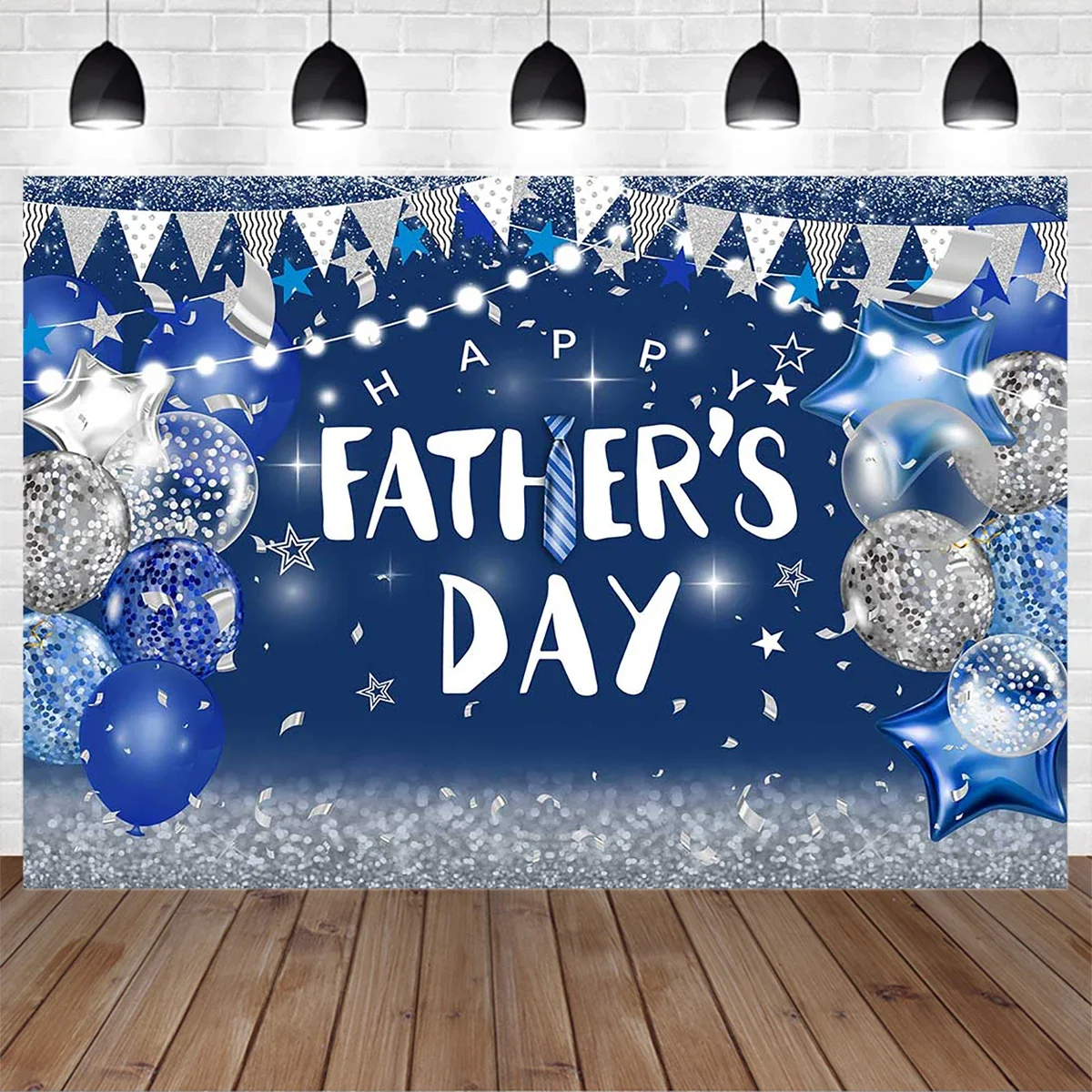 Mocsicka Father's Day Photography Decoration Background Banner Suit Tie Balloon Backdrop Dad Man Family Portrait Photo Studio