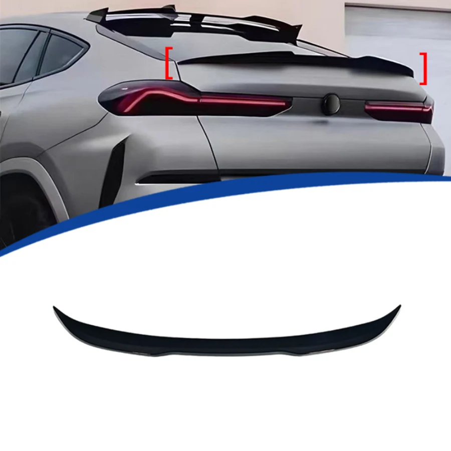 For BMW X6 G06 Bright Black Tail fins Top Wing Rear Spoiler Duckbill Car Wing Retrofit Middle glossy black Wing L Style Body Kit