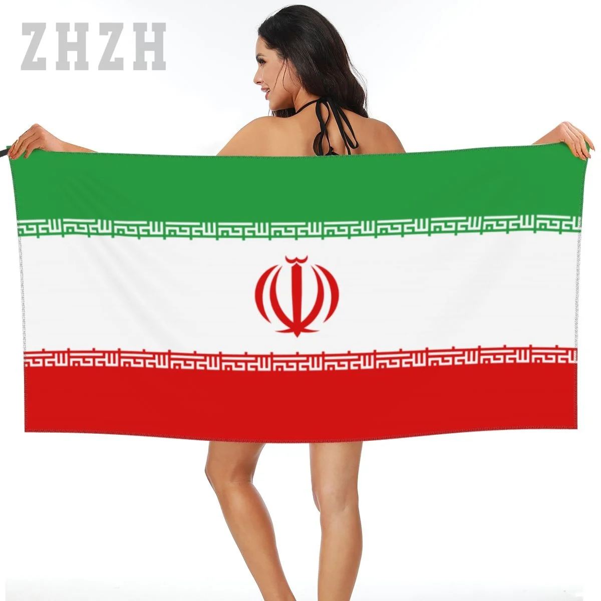 More Design Iran Flag Emblem Bath Towel Quick dry Microfiber Absorbing Soft Water Breathable Beach Swimming Bathroom