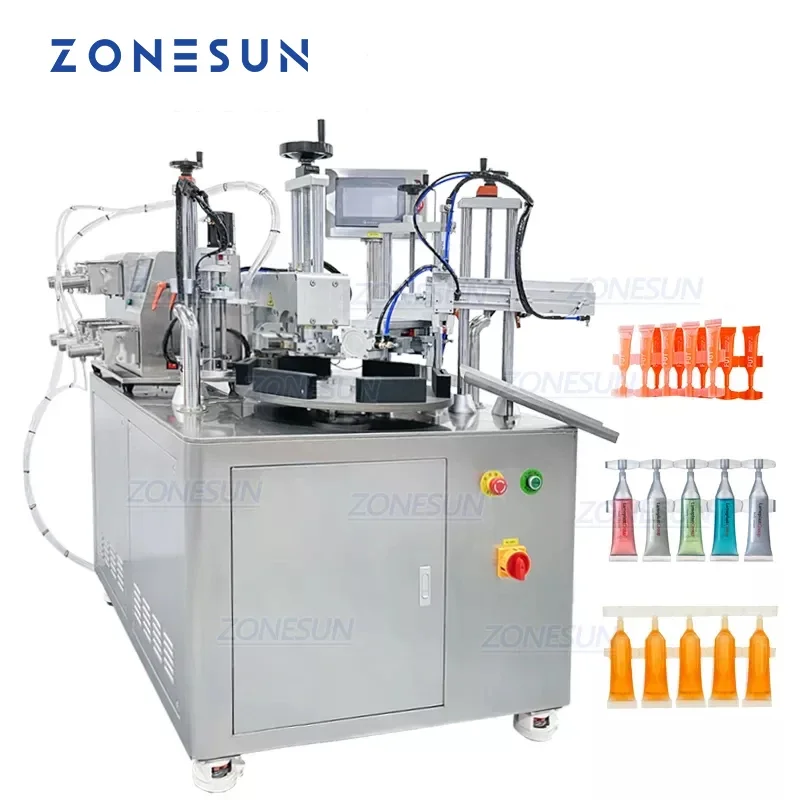 Zonesun ZS-FS50U 4 cabeças bomba cerâmica monotipoeira tira tubo única dose ampola de plástico máquina de enchimento e selagem