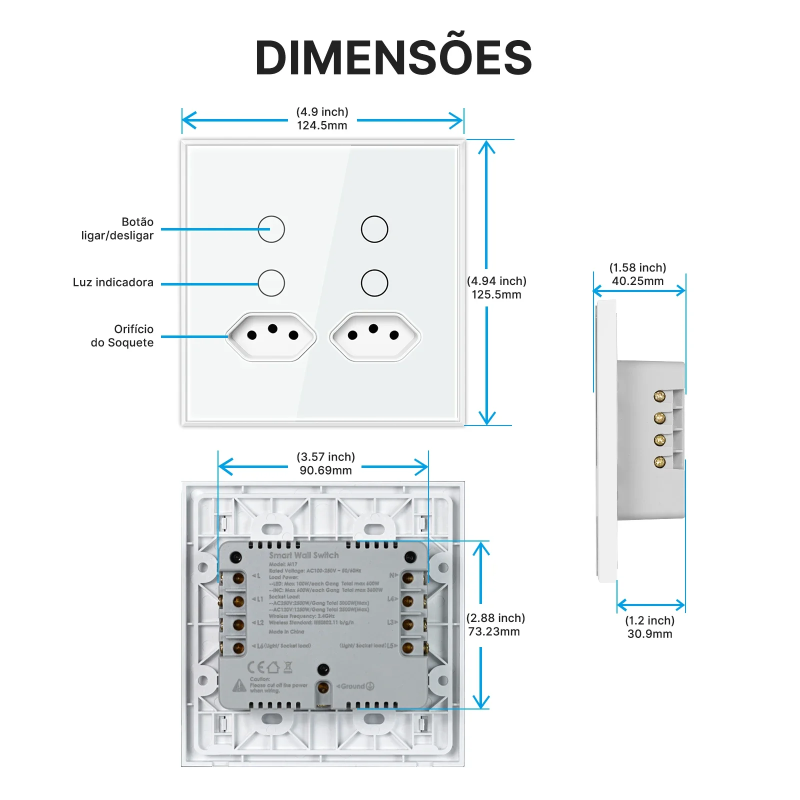 Smart WiFi Wall Light Switch Socket Outlet Brazilian Standard Electrical Plug 100-250V Sockets Independent Switch Remote Control