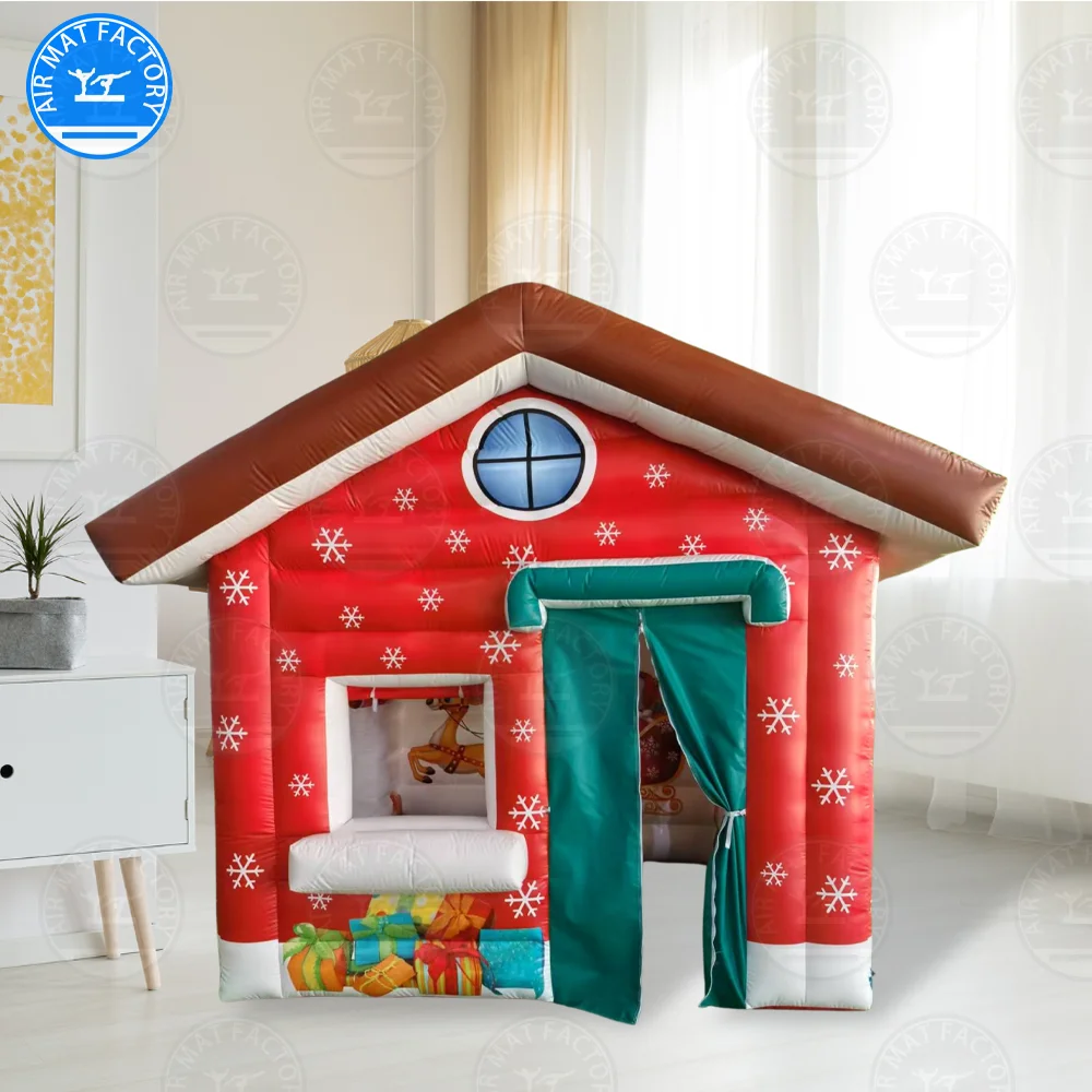 어린이를 위한 크리스마스 풍선 놀이터 - 산타 눈사람 테마 파티 성, 실내외 축제 놀이 센터 텐트