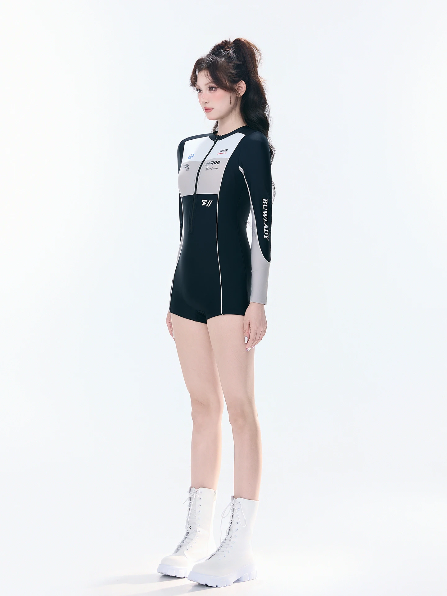 New Women's Surfing One-Piece Swimsuit Long Sleeve Sun Protection UPF50 Quick Dry Snorkeling Slimming Diving Suit Jellyfish Suit
