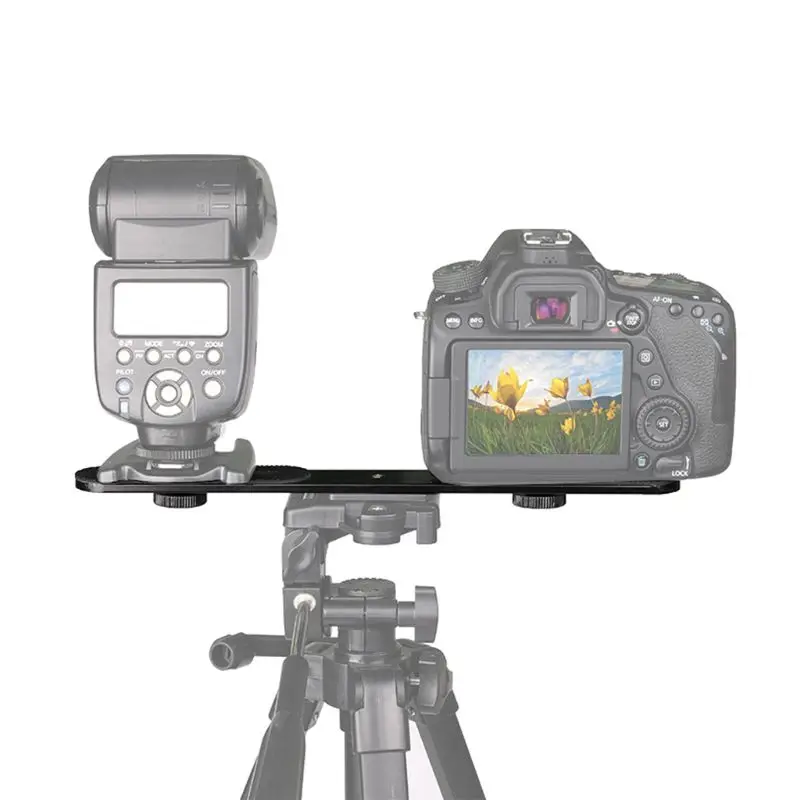 Camera Flashes Accessories Dual Bracket Mount Holder Black 1/4 Screw Drop Shipping