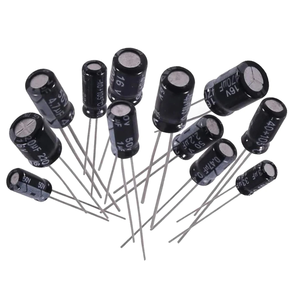 

500Pcs 24Values 16-50V 0.1-1000uF Assortment Box Kit Electrolytic Capacitor Assortment Kit for TV LCD Monitor Radio Stereo Game