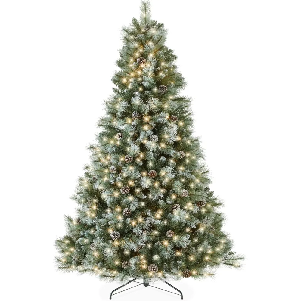 

9ft Tree, Premium Frosted Artificial Holiday Decor w/ 2,020 Branch Tips, 2-in-1 White and Multicolor LED Lights, Christmas Tree