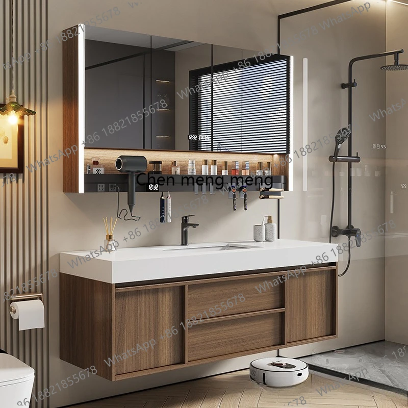 

Blue plus all eucalyptus wood antique bathroom cabinet combination new simple bathroom hand