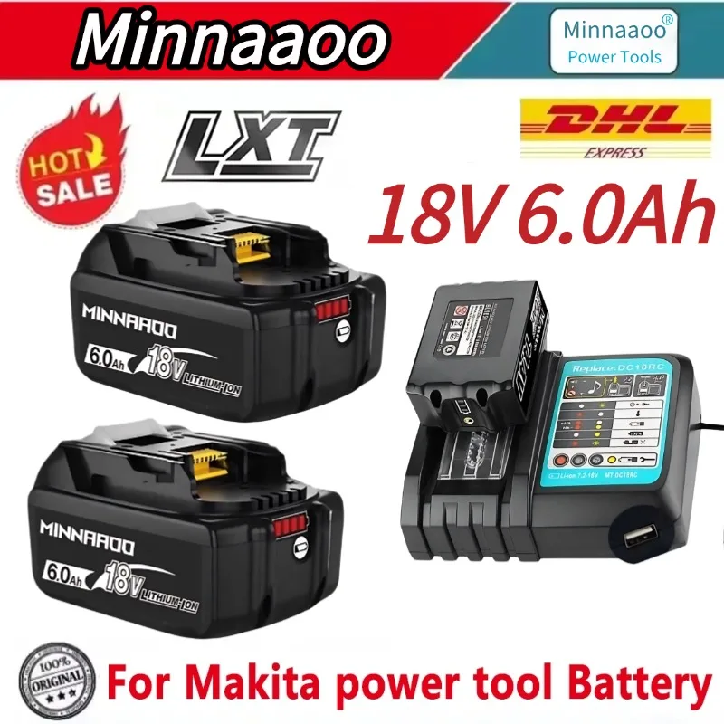 

2025 Newest Version BL1860 18V 6000mAh Li Ion Rechargeable Battery For Makita Battery 18 V BL1830 BL1850 BL1860B BL1860B