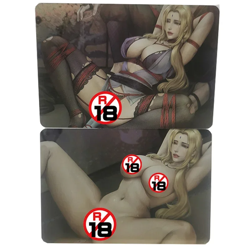 2Pcs/set Sexy Anime Girl Card Naruto Shippuuden Tsunade Sexy Lingerie Black Stockings Game Collection Cards Birthday Xmas Gift