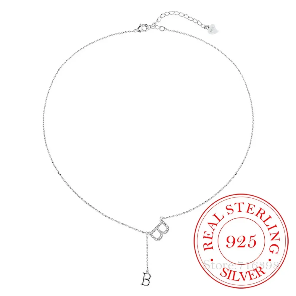 925 sterling zilveren letter "B" kristallen hanger choker ketting voor vrouwen luxe kwast kettingen bruiloft sieraden cadeau