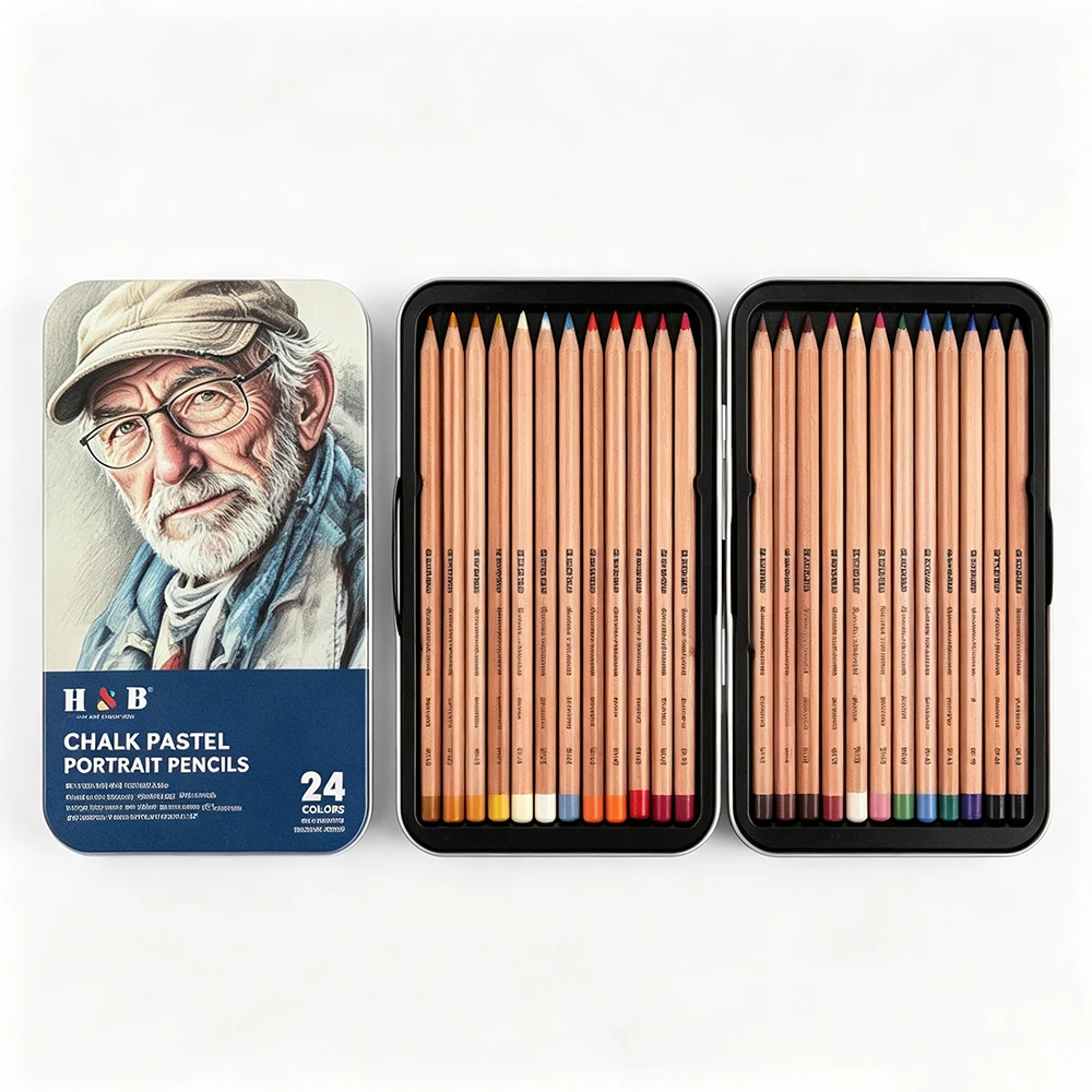 H&B Figure Sketching Pencils Set 24 Vivid Colors Soft Blendable/Easy to Blend/Velvety Smooth Drawing Kit Artists Hobbyists Gift