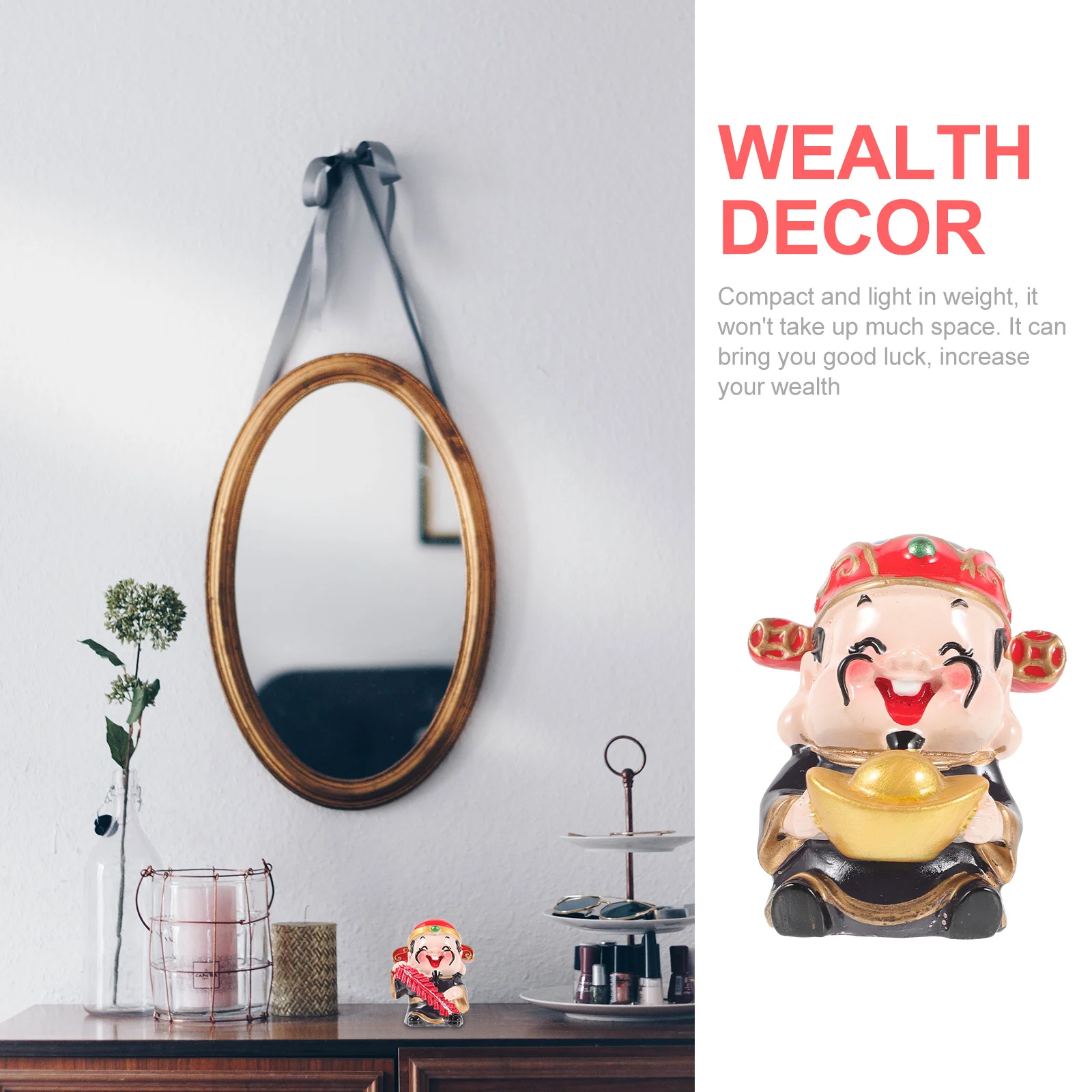 

5pcs Resin God Of Wealth Home Office Decor Desktop Ornament Chinese Statue For Living Room Tabletop Study Meeting Room