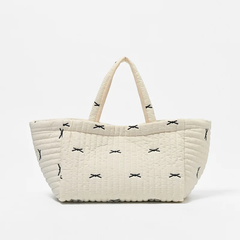 Embroidered Cotton Mommy Bag Washed Fabric Single Shoulder Handbag Baby Stroller Hanging Bag