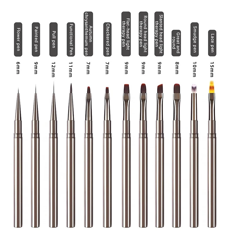 ネイルグルー光線療法ブラシ UV ジェルペイントペンネイルアート描画ライナーブラシ金属マニキュアプロフェッショナルブラシツール