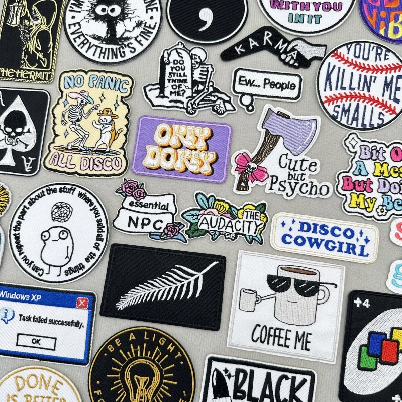 

Cartoon/Personality Letter Slogan Embroidered Patches For Clothes DIY Hip Hop Patch Iron On Patches For Clothing