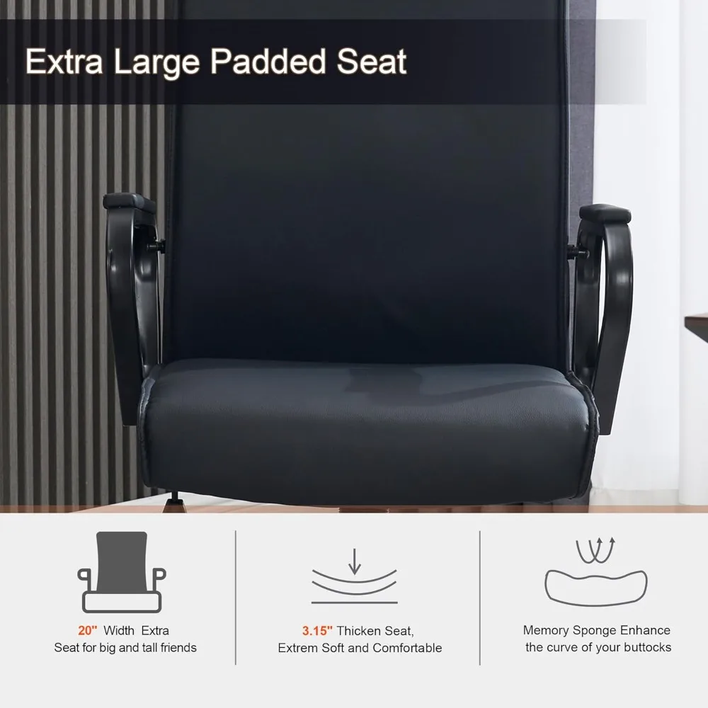 Office Desk Chair, Ergonomic Leather Modern Conference Room Chairs, Executive Height Adjustable Swivel Rolling Chair for