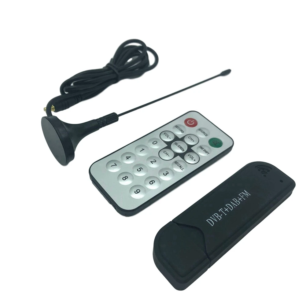 SDR Radio Tuner Receiver Black RTL2832U USB2.0 DVB-T DAB FM SDR RTL With Antenna And Remote Control